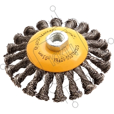 Щетка для УШМ Denzel 125 мм, М14, тарелка, крученая нержавеющая проволока 0,5 мм