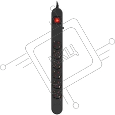 Сетевой фильтр Ippon NF-EU-3-10 3 м, 6 розеток, черный, коробка