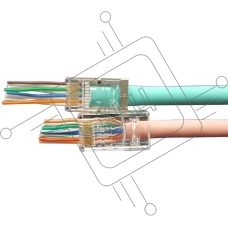 Разъем легкой оконцовки Hyperline PLEZ-8P8C-U-C6 RJ-45 (8P8C) под витую пару, категория 6 (50 µ