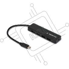 Концентратор USB 3.0 Gembird UHB-C424, 4 порта, кабель Type-C 19см, с доп питанием (Type-C)