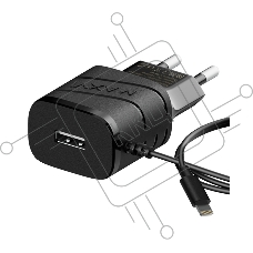 Сетевое зарядное устройство Maxvi TCM-101LB 1A, Lightning, 1xUSB-A, черный
