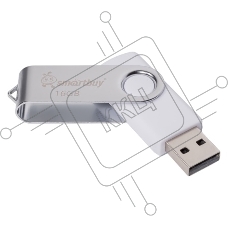 Флешка USB Smartbuy Twist White (SB016GB2TWW), 16Gb, USB 2.0, R/W 15/5, белый/серебристый