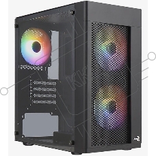 Корпус MiniTower Aerocool / Formula HEXFORM-G-BK-v2 (mATX, стекло, сетка, USB3.0x1, USB2.0x2, 3x120mm FRGB fans) (4711099471799)