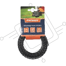 Леска PATRIOT D 2,4 мм L 12 м (скрученный квадрат, черный) 240-12-5, картонный подвес