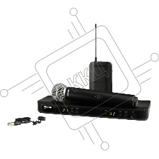 Микрофонная система SHURE BLX1288E/W85-M17 беспроводная, двухканальная, с петличным микрофоном WL185 и ручным передатчиком SM58, частота UHF 662-686 МГц