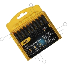 Набор двухсторонних торсионных бит для ударных шуруповертов 10 шт Deli DL252202 PH2*65мм, сталь S2, пласт.кейс