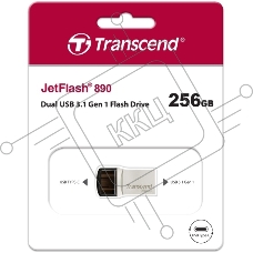 Флешка USB Transcend JetFlash 890S (TS256GJF890S), 256Gb, USB 3.1/ Type-C, R/W 70/25, серый
