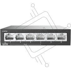 Коммутатор Uniview NSW2020-6T-POE-IN, 4×100 Мбит/с PoE+ + 2×100 Мбит/с Uplink, неуправляемый