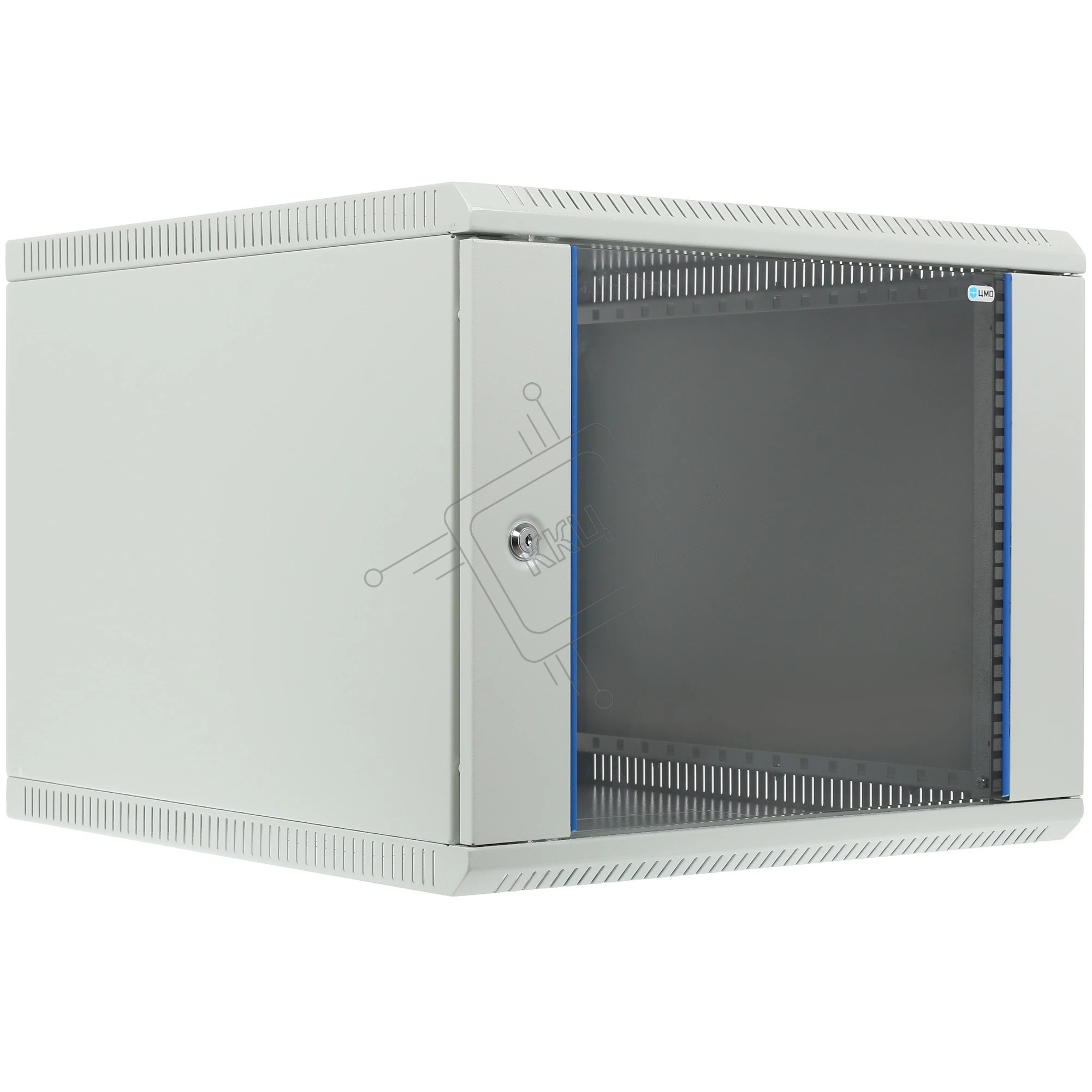 Шкаф настенный ЦМО ШРН-Э-9.650 9U 600x650мм пер.дв.стекл несъемные бок.пан. серый