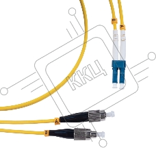 Патч-корд оптический Cabeus Tight Buffer FOP(d)-9-LC-FC-7m Duplex LC/FC, OS2 9/125, LSZH, 7м, Ø 3мм, чёрный хвостовик, цвет: жёлтый