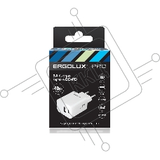 Адаптер сетевой ELX-РA04QC-C01 GaN 40Вт 1USB+1Type C 100-270В 5В-12В/3 3А QC бел. Ergolux 15294