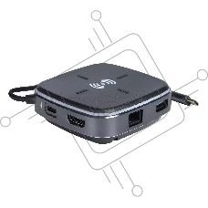 Многофункциональная док-станция Intrend ITACS-9W Type-C с беспроводной зарядкой 3 встроенных высокоскоростных USB 3.0, встроенный высокоскоростной TF и SD карт ридер, разъем RJ-45 для подключения к локальной сети HDMI 4K/30Hz, 60W Power Delivery порт,