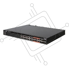 Коммутатор 4610-30P-O-AC-F Edge-corE AS4610-30P, 24-Port GE RJ45 port PoE+, last 8 ports Ultra-PoE, 960W PoE Bugdet, 4x10G SFP+, 2 port 20G QSFP+ for stacking, Broadcom Helix 4, Dual-core ARM Cortex A9 1GHz, dual 110-230VAC 600W hot-swappable PSUs, one fi