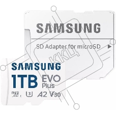 Карта памяти Samsung EVO Plus, microSDXC, 1TB, Class 10, A2, V30, UHS-I (U3), W 90 МБ/с, R 160 МБ/с, адаптер на SD Карта памяти Samsung EVO Plus, microSDXC, 1TB, Class 10, A2, V30, UHS-I (U3), W 90 МБ/с, R 160 МБ/с, адаптер на SD