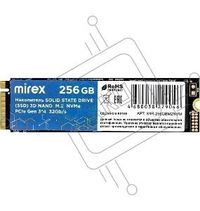 Твердотельный диск 256GB Mirex, M.2 2280, PCI-E 3x4, [R/W - 1800/1100 MB/s] TLC