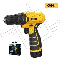 Дрель-шуруповерт Deli DL-DZ12-5A2, Аккумуляторная, 12В, Кейс