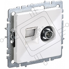 Розетка двойная IEK BRITE BR-AK20-1-K01 TV+RJ45 кат.5E РТВ/РК12-БрБ белый