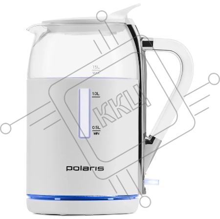 Чайник электрический Polaris PWK 1563CGL 1.5л. 2200Вт белый/прозрачный (корпус: стекло)