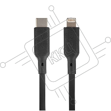 Кабель QUMO, MFI С94, Type-C на MFI Apple 8 pin, силиконовый, 1м, 2,22A, 9V, 20W, PD черный