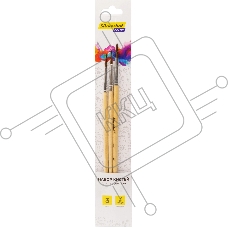 Набор кистей Silwerhof Color (набор 3шт) пони круглая №2,4,6, деревянная ручка