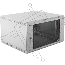 Шкаф настенный ЦМО ШРН-Э-6.350 6U 600x350 мм пер. дв. стекл несъемные бок. пан. серый