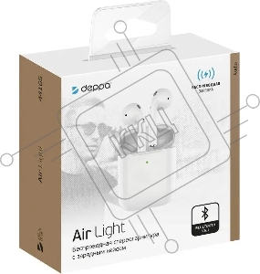 Гарнитура вкладыши Deppa Air Light белый беспроводные bluetooth в ушной раковине (44165)