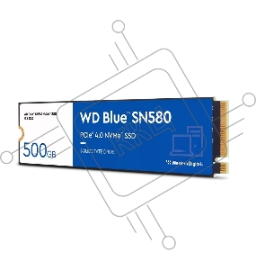 Твердотельный накопитель SSD Western Digital M.2 2280 500GB Blue SN580 WDS500G3B0E PCIe Gen4x4 with NVMe, 3D TLC NAND