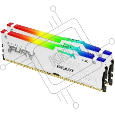 Оперативная память Kingston Fury Beast, DDR5, 32GB (2x16GB), 6000MHz, CL36, DIMM, с радиаторами, RGB, белый