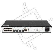 Управляемый PoE коммутатор уровня 2, 8 портов 10/100/1000Base-T с поддержкой PoE, 4 порта 1/10G SFP+, POE 125 Ватт