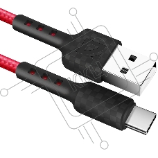 Кабель Defender  F181, USB 2.0 (AM) - Type C, 1метр, 2.4А, нейлоновая оплетка, красный.