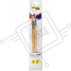 Набор кистей Silwerhof Color (набор 3шт) щетина круглая №2,4,6, деревянная ручка
