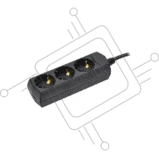 Сетевой удлинитель IEK У03 5м, 3 розетки, черный