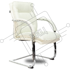 Кресло офисное Бюрократ T-9927SL-LOW-V слоновая кость, кожа, низк.спин. полозья, металл хром
