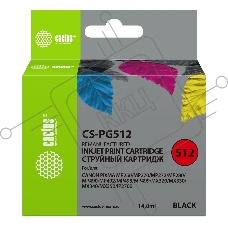 Картридж струйный Cactus CS-PG512 черный (14 мл) для Canon Pixma iP2700/MP240/MP250/MP260/MP270/MP272/MP280/MP480/MP490/MP492/MP495/MX320/MX330/MX340/MX350