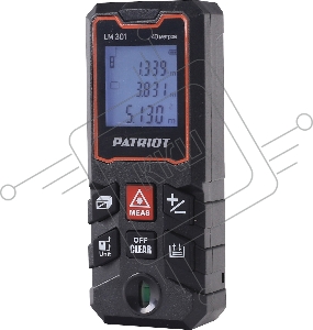 Дальномер лазерный PATRIOT LM 301, макс. дистанция 40 метров, измерение площади, объема, подсветка, память 30 изм.