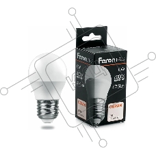 Лампа светодиодная FERON PRO LB-1406 (38069) 6 вт Е27 белый матовый шар