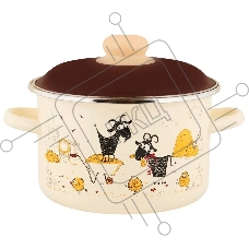 Кастрюля Appetite 6RD181M Подворье с крышкой, цилиндрическая, эмалированная сталь 3 л
