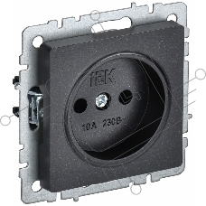 Розетка 1-местная IEK BRITE РС10-1-0-БрЧ (BR-R10-10-K02) без заземления, без защитных шторок, 10А, чёрный