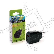 Адаптер сетевой Ergolux ELX-РA01QC-C02 1USB+1Type C 100-220В 5-9В/3А QC коробка черный Ergolux