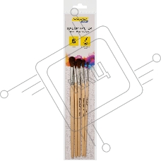 Набор кистей Silwerhof Color (набор 5шт) пони круглая №1-5, деревянная ручка