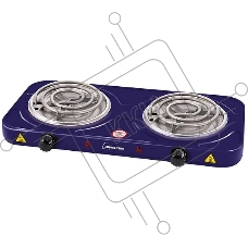 Плита настольная электрическая Homestar HS-1105 сапфир, 2 кВт, ТЭН, конфорки - 2, эмаль, поворотные переключатели
