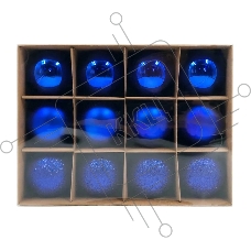 Набор елочных шаров Winter Glade пластик, 6 см, 12 шт, синий микс, 6012G004