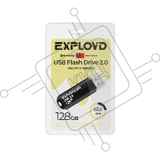 Флешка USB Exployd 650 Black (EX-128Gb-650-Black), 128Gb, USB 2.0, R/W 20/10, черный