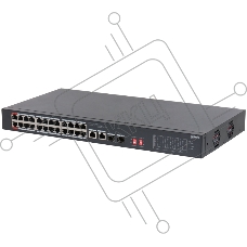 Коммутатор Dahua DH-S3226-24ET-240, 24×100 Мбит/с PoE + 2×1 Гбит/с Combo, неуправляемый