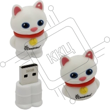 Флешка USB Smartbuy Wild Catty (SB32GbCatW), 32Gb, USB 2.0, R/W 25/15, котенок белый