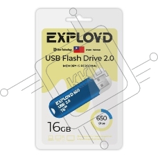 Флешка USB Exployd 650 Blue (EX-16Gb-650-Blue), 16Gb, USB 2.0, R/W 15/8, синий