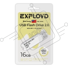 Флешка USB Exployd 650 White (EX-16Gb-650-White), 16Gb, USB 2.0, R/W 15/8, белый