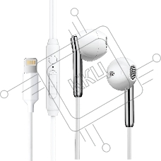 Наушники проводные Aksberry Y3 белый, внутриканальные, Lightning, микрофон на проводе