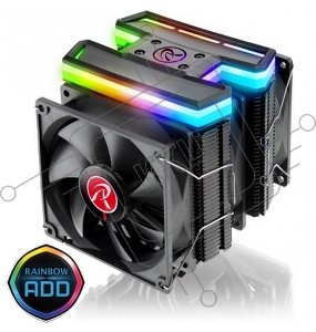 Кулер Raijintek DELOS RBW 0R10B00096 (5V Addressable RGB cable) 6*6mm Heast-pipe ; Dual tower desing ;Rainbow (Addressable) LED ; 9025 PWM fan *3pcs ; Compatible with modern INTEL/AMD CPU socket ;Solid and univeral monting kits ; TDP 200W