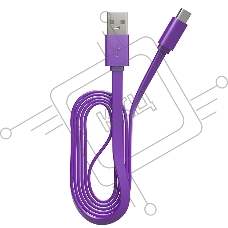 Кабель Maxvi MC-02F purple USB-A - Type-C, 2A Плоский кабель, ток макс. нагрузки 2А, макс. напряжение 5V; стандарт USB 2.0; длина 1м, материал PVC, фиолетовый